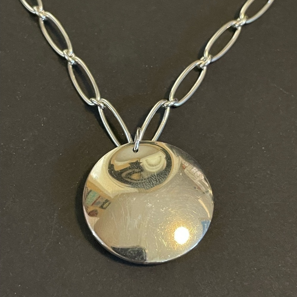 Tiffany & Co. Elsa Peretti Sterling Silver Disc Pendant Necklace with Link Chain - Picture 4 of 7